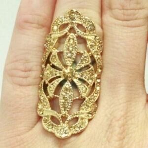 Anthropologie Lydell Statement Ring 6 Yellow Gold New with Tags Yellow Gold Plat